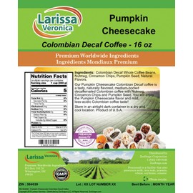 Pumpkin Cheesecake Colombian Decaf Coffee (Gourmet, Naturally Flavored, Whole Coffee Beans) (16 oz, ZIN: 564039) - 3 Pack