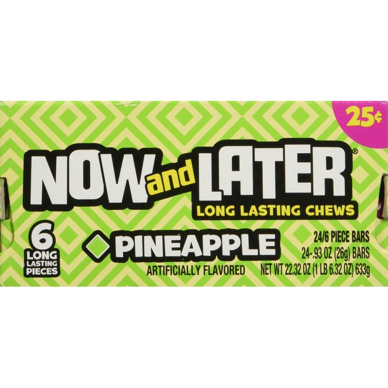 Now and Later Pineapple Flavored Candy Twenty Four 6-piece .93