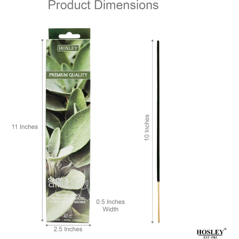Hosley 40 Pack Incense Sticks – Sage & Citrus –
