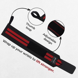 Boldfit Cotton Wrist Band for Men & Women, Wrist Supporter for Gym Wrist Wrap/Straps Gym Accessories for Men for Hand Grip & Wrist Support While Workout (Red - Black)