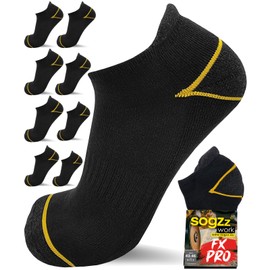 Work FX Pro Trainer Work Socks Short 85% Cotton for Summer Men Women Men Short Work Socks for Work Shoes Robust Black 35-38, 39-42, 43-46, 47-50, 4 pairs, 35 - 38