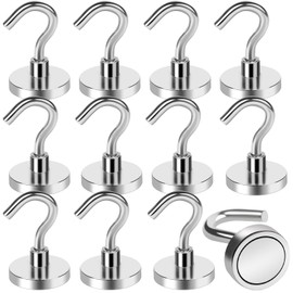 LOVIMAG Magnetic Hooks for Cruise Cabins, 40lbs Magnetic Hooks for Classroom, Strong Magnets with Hooks for Hanging, Neodymium Magnet Hooks for Fridge, Ceiling, Locker, Camper, Travel-12 Pcs