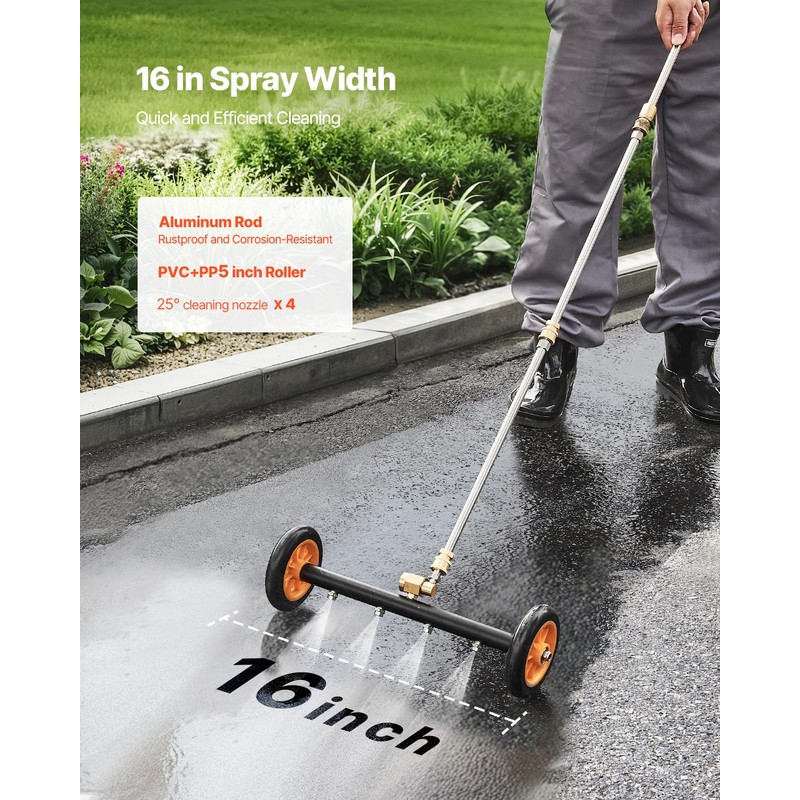 VEVOR 16" Pressure Washer Undercarriage Cleaner, Stainless Steel Surface Cleaner