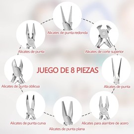 MAEGTHMXCD 8 Pinzas para Joyeria, Alicates de Joyería, Acero al Carbono para una May or Durabilidad, Existe una Amplia Gama de Alicates para Fabricación de Joyas y Reparaciones Artesanales