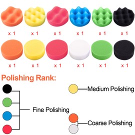 SIQUK 16 Pieces Buffing Pads 7 Inch Car Polishing Pad Kit Foam Polish Pads Wax Buffer Polisher Attachment for Drill