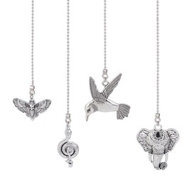 GOMAKERER 4 Pcs 4 Styles Ceiling Fan Pull Chain Extender, 14 Inch Tibetan Style Adjustable Decorative Extension Connector Alloy Fan String Chain Ornaments for Lighting Lamp Fan Decor