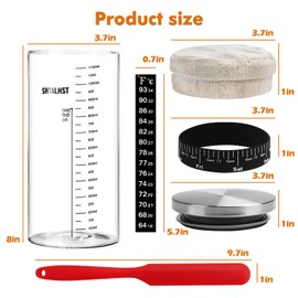 Sourdough Starter Kit-1100ml/39Oz, Sour Dough Starter Jar With Stainless Steel Lid, Thermometer, Silicone Scraper, Cloth Cover And Date Marked Feeding Band (2 Pack)