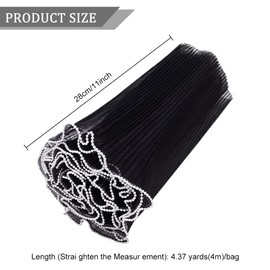 BENECREAT BENECREAT 4.37 Yards Black Flower Wrapping Mesh Paper, Pearl Edge Bouquet Packaging Paper Wrinkled Translucent for Wedding Decor, Florist Supplies Wedding Festival Gifts Packaging