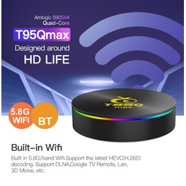 Amlogic S905X4 Android 11.0 TV Box T95Q Max 4GB RAM 64GB ROM 4K Ultra HD H.265 Dual Band WiFi BT4.0 Media Box 2.4/5Ghz WiFi 100M LAN HD USB 3.0