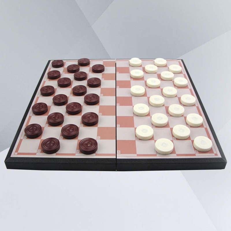 TOYANDONA Draughts Board Games Wooden Draught Magnetic Checkers Board Game