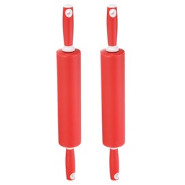 HARFINGTON Silicone Rolling Pins for Baking 20.5 Inch Non-Stick Silicone Surface Wooden Handle Rolling Pin Small Roller Playdough Rolling Pins for Fondant Kitchen Dough Pizza, Red