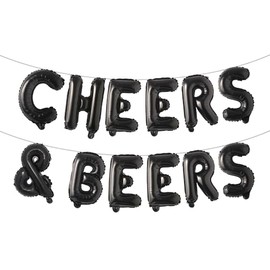 CHEERS & BEERS Balloons Banner Multicolor Birthday Party Decorations Sign (CHEERS & BEERS Black)