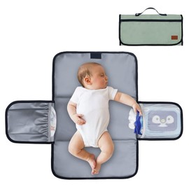 Gloppie Portable Baby Changing Mat, XXL Changing Mats for Toddlers, Foldable Changing Mat, Waterproof Changing Mat as a Toiletry Bag for Baby Items, Ideal as a Gift for Newborns, Green