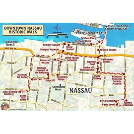 Nassau Historic Walking Tour & New Providence Island Bahamas Maps Laminated Card