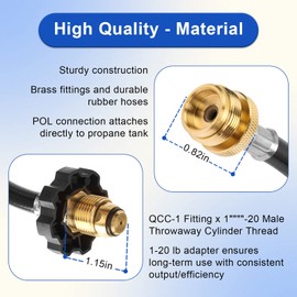 F273704 10FT Propane Hose for Mr Heater Buddy Series - Big Buddy/Little Buddy/Portable Buddy to Propane Tank Adapter with POL Connector - Replaces Part F273704, Compatible with 5-20LB Propane Tanks