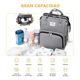 Mochila Pañalera Para Bebé Multifuncional Impermeable Con Us Color Diseño De La Tela