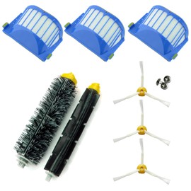 ASP-ROBOT&reg; Ersatzteil-Set f&uuml;r Roomba-Staubsaugerroboter der Serien 600&nbsp;610&nbsp;620&nbsp;621&nbsp;630&nbsp;650&nbsp;651&nbsp;655&nbsp;660&nbsp;661&nbsp;Pet, Luftfilter, Seitenb&uuml;rste, Mittelrolle und Zubeh&ouml;r, 3&nbsp;x&nbsp;Filter, 