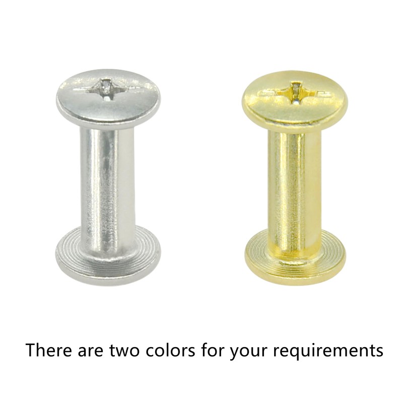 100 Sets Chicago Screws,Leather Rivets Sets with Five Sizes (Silver)