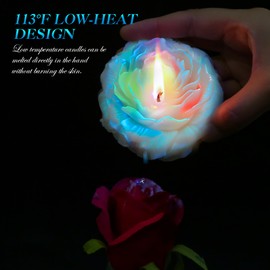 SUPXYC 4PCS Low Temperature Candle, Low Heat Body Safe Candles Wax Play, Romantic Wax Play Candles, Flower Shaped Scented Candle for Couples(3.1 Inch, Fluorescence)