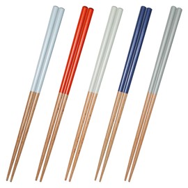 HAYATE Brand Chopsticks Stylish, Dishwasher Safe, Natural Wood, 9.1 inches (23 cm), Chopsticks with Anti-Slip Treatment (Fashionable Set of 5 Pairs)