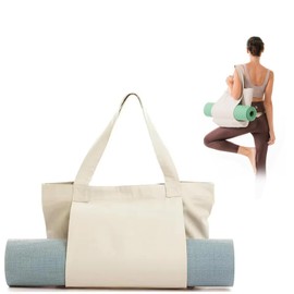 Noaya Yoga Mat Bag - Durable Sport Gym Bag Womens, Large Capacity Yoga Bag, Easy Placement of Thick Yoga Mat, Can Accommodate Other Things, Essential Items for Womens Gym Set, Beige