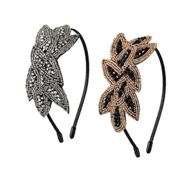 Floatdream 2 Pieces 1920s Hair Hoop, 1920s Headbands, Women's Vintage Headpiece, for 20s Style Dress Costume, Girls Masquerade Accessories Headband