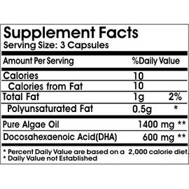 Naturetition Supplements Algae Oil 1400mg ~ 200 Capsules - No Additives