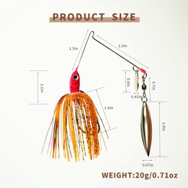 SEASHARK 6pcs Jigs Spinner Bait Bass Hard Lures Metal Spinnerbait Multicolor Buzzbait Swimbaits Silicon Skirt Swim Jigs for Bass Salmon Walleye Trout Pike Saltwater Freshwater