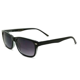 In Style Eyes Seymore Retro Bifocal Sunglasses - Full-Rimmed, Rectangle Frame Cheater Glasses - Non-Polarized Aspheric Lens - Black - 2.5x