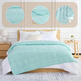 L'AGRATY Weighted Blanket - 60"x80" 15lbs Soft Breathable Heavy Blanket Minky Material with Glass Beads Big Blanket for Adult All-Season Summer Fall Winter Soft Thick Comfort Blanket