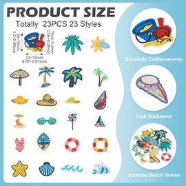 Craftdady 23 pcs Summer Theme Iron On Patches Beach Hawaii Sew on Embroidered Applique Repair Patch Cute Decorative Patches for Clothes Hat Shirt Bag Jeans DIY Decorations
