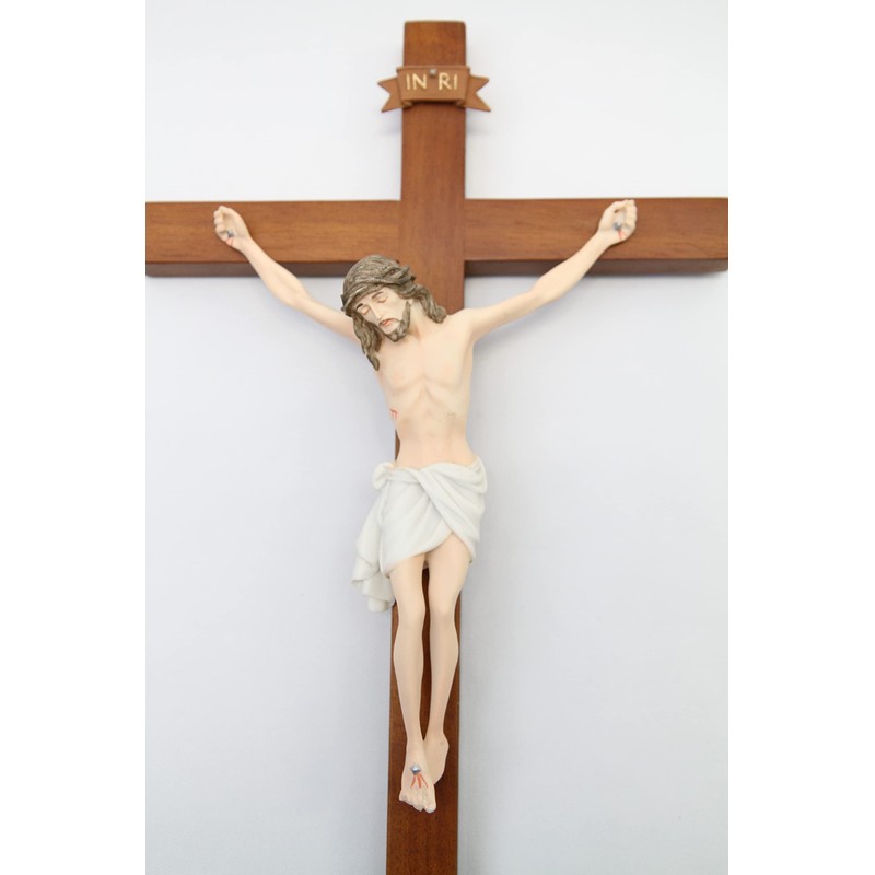 Vittoria Collection 17" Wall Crucifix Wood Cross Jesus Stone Corpus
