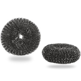 Heavy-Duty Stainless Steel Wool Barbecue Grill Cleaning Scrubber Pads, Replacement Steel Wool Brush Head, 2 Pack