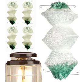 HGHN 4 Pack Lantern Mantles for Coleman Gas Lamp - Compatible with 2000, 2500, 2555, 2600 Series | 3-Layer Accordion Shape with 2 Metal Clips | Long Lasting, Easy Installation