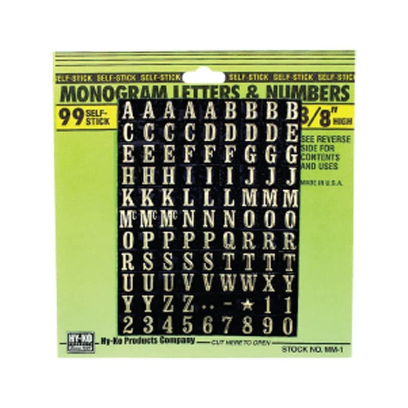 Hy-Ko 3/8 in. Gold Vinyl Letters and Numbers 0-9, A-Z