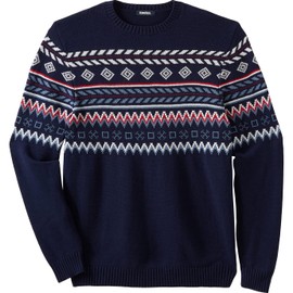 KingSize Men's Big & Tall Holiday Crewneck Sweater - 3XL, Fair Isle