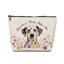 EVER-GOING TUNE Funny Floral Dalmatian Makeup Bag, Dog Lover Gifts for Women, Cute Dog Accessories, For Women Sister Girl Western Lovers Birthday Christmas Friendship Travel Toiletry Bag.