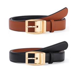Kajeer Women Reversible Leather Belt for Jeans Pant, Ladies Belt with Rotating Pin Buckle(S, Black + Brown)