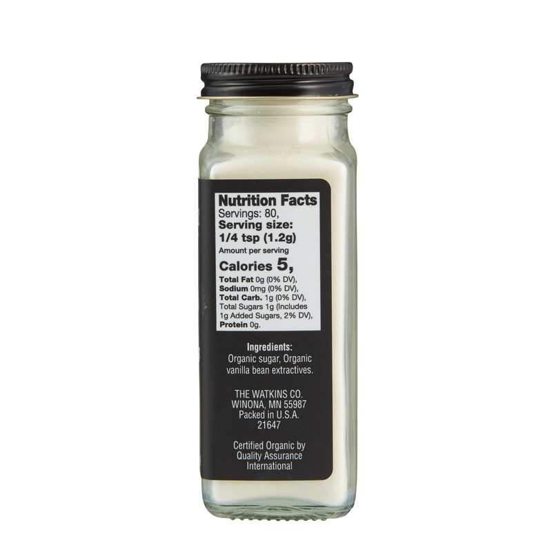 Watkins Gourmet Organic Spice Jar, Vanilla Powder, 3.4 oz. Bottle,
