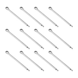 sourcing map 12Pcs 3.2mmx50mm 304 Stainless Steel Cotter Pin, Split Pin Fastener Clips Split Cotter for Household Appliances, Sports Equipment, Car Mechanics Repair (Silver)