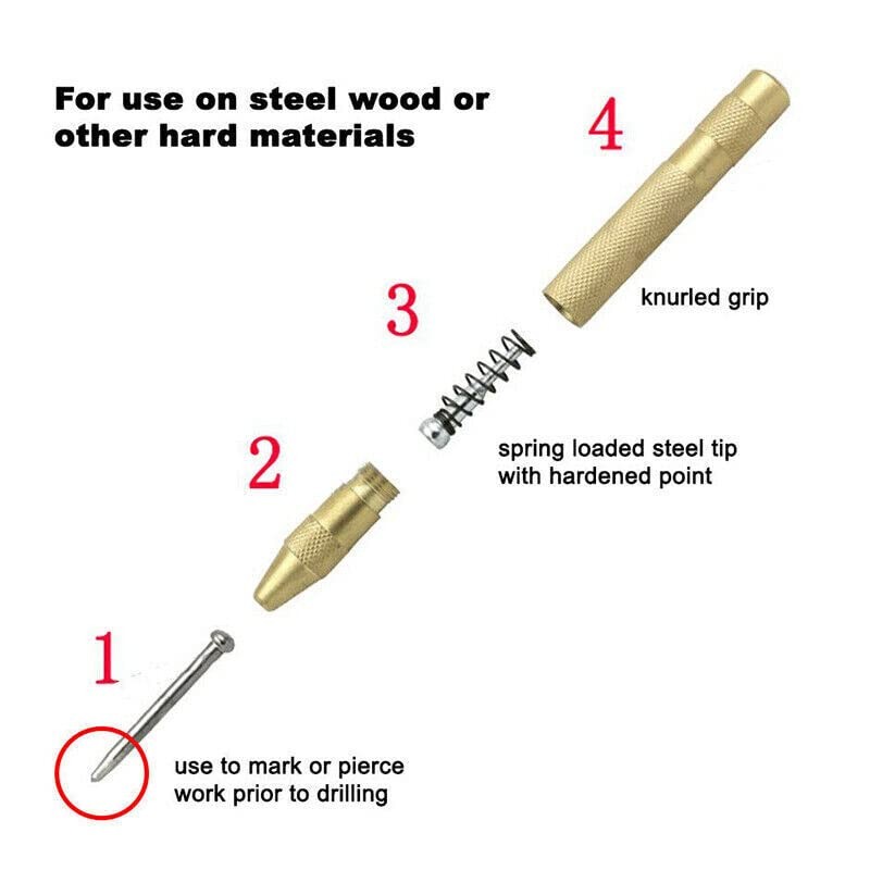 AIMALL 5.12-Inch Heavy Duty Automatic Center Punch Tool, Brass Bodied