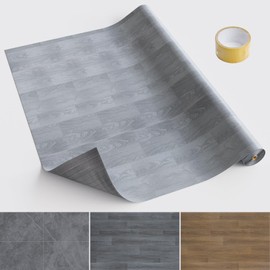 Homease Vinyl Flooring Roll, Versatile PET Leather-Like Floor Covering - Waterproof & Durable, Grey Oak Vinyl Plank Flooring, Easy to Install, Ideal for Rentals & Home Decor - 39.4x393.7 Inches