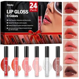 Dmsky Paquete de 24 brillos de labios, 6 colores brillantes y suaves a granel, aceite de labios para labios secos agrietados, hidratante, nutritiva, t