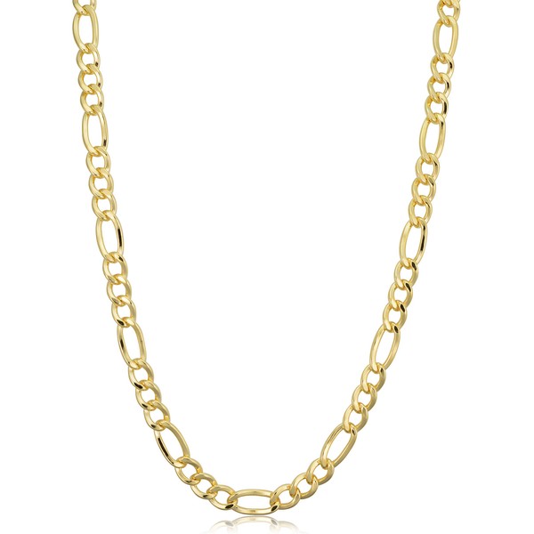 Kooljewelry 14k Yellow Gold Filled Solid Figaro Link Chain Necklace