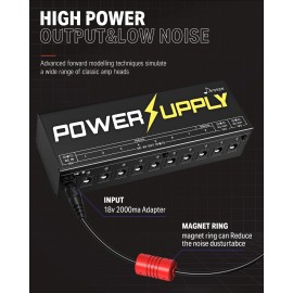 Donner DP-1 Effect Pedal Power Supply 10 Port 9V/12V/18V With Pedal Connect Lead