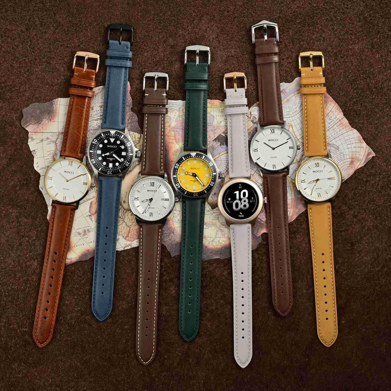 WOCCI 17mm Vintage Leather Watch Strap with Gold Buckle, Replacement