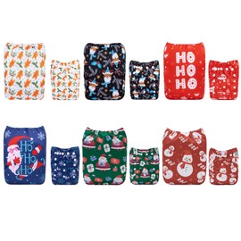 ALVABABY Baby Cloth Diaper 6 Pack with 12 Inserts One Size Cloth Diaper Covers Adjustable Washable Reusable for Baby Girls and Boys