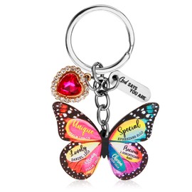CZMZHFC Butterfly Keychains for Women,Christian Key Chains,Birthday Gifts Butterfly Accessory,Bible Verse Religious Inspirational Encouragement Gifts,Pendant Keyrings for Bags & Backpacks(1Pc)