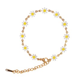 Pulseras | Flores Margaritas color blanco con Esmalte en Chapa de Oro | Joyeria para mujer | Joyeria | Regalos | Pulseras | Brazalete mujer | Aleah Jewelry