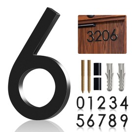 Floating Shadow House Number for Outside - Large 5 Inch Modern House Address Numbers with Nail Kit Black Acrylic Outdoor Address Sign for Home Garden Door Mailbox Decor, 911 Visibility Signage (6)